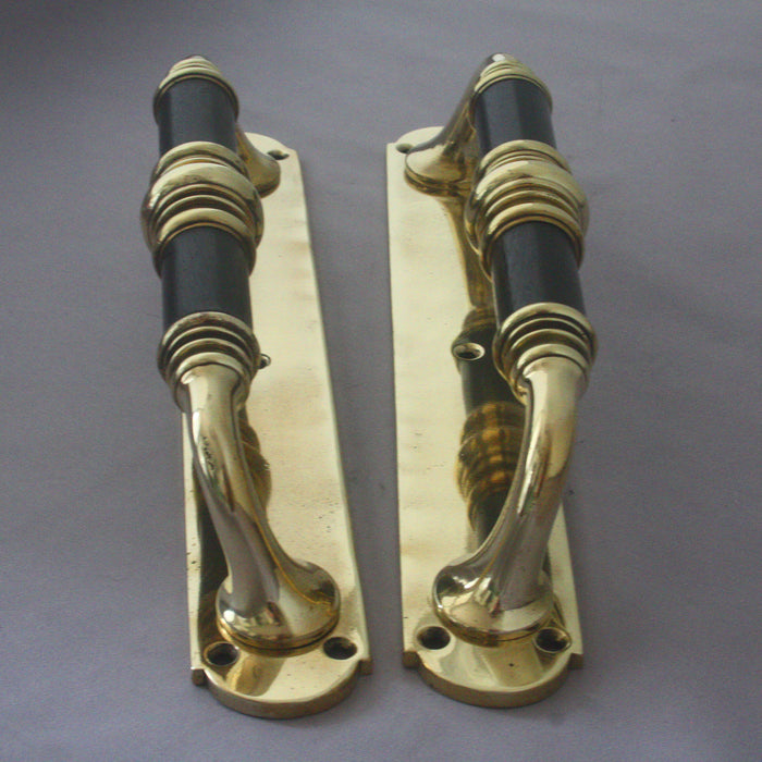 Early 1900s Antique Ebony & Brass Pull Handles