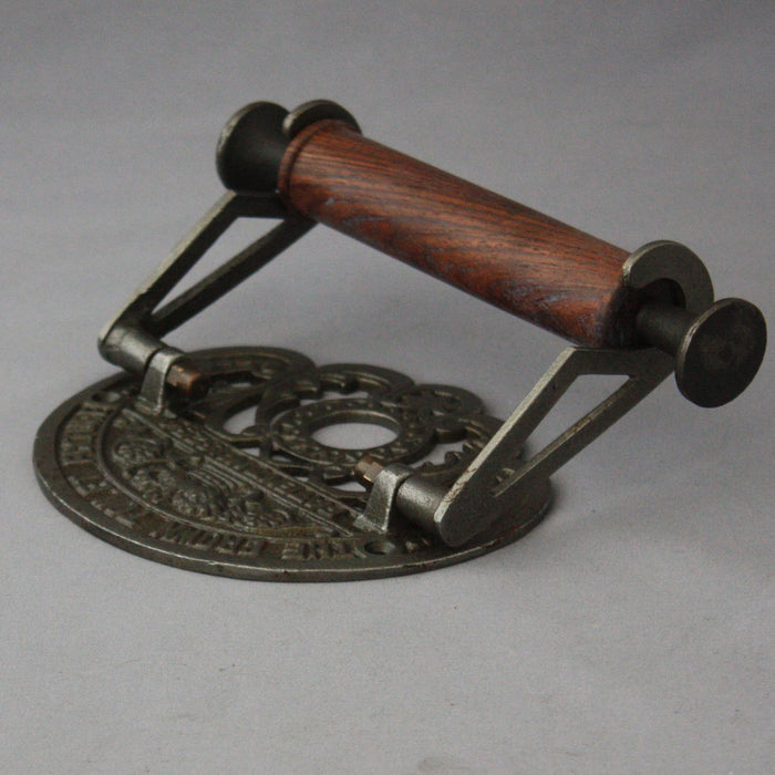 Antique Black Iron Toilet Roll Holder, stamped Crown
