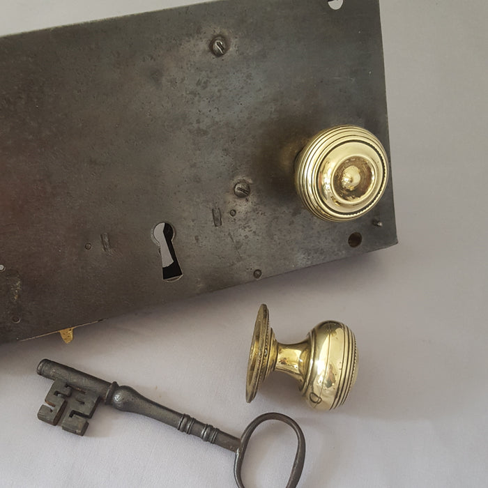 Antique 12'' Georgian LH Rim Lock & Handles