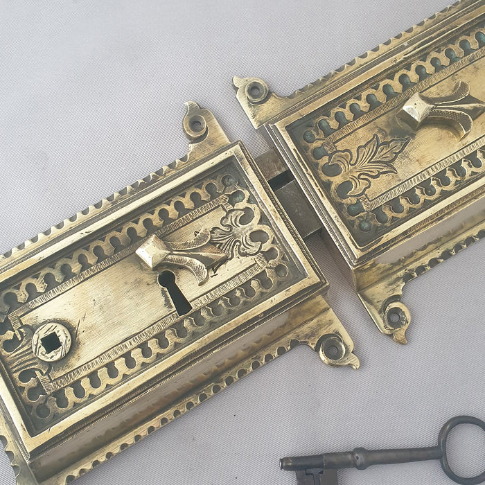 1800s Antique Double Door Rim Lock & Dummy Keep