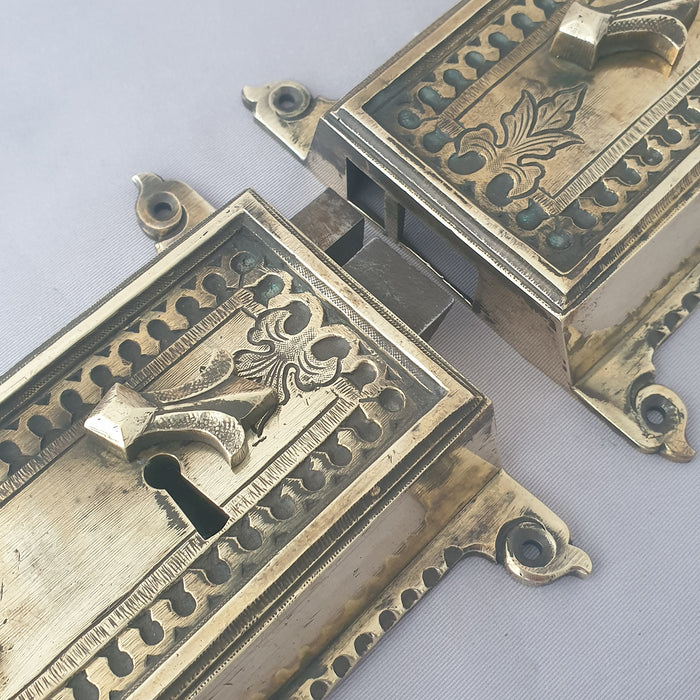 1800s Antique Double Door Rim Lock & Dummy Keep