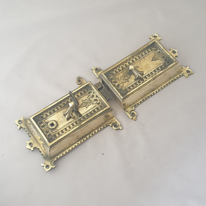 Brass Antique 1800s Double Door Rim Lock & Dummy Keep