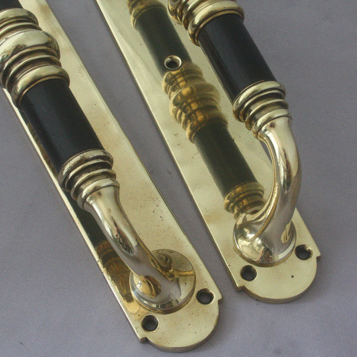 Antique Early 1900s Ebony & Brass Pull Handles