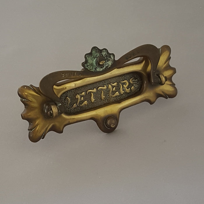 Edwardian Antique Brass Letterbox & Clapper