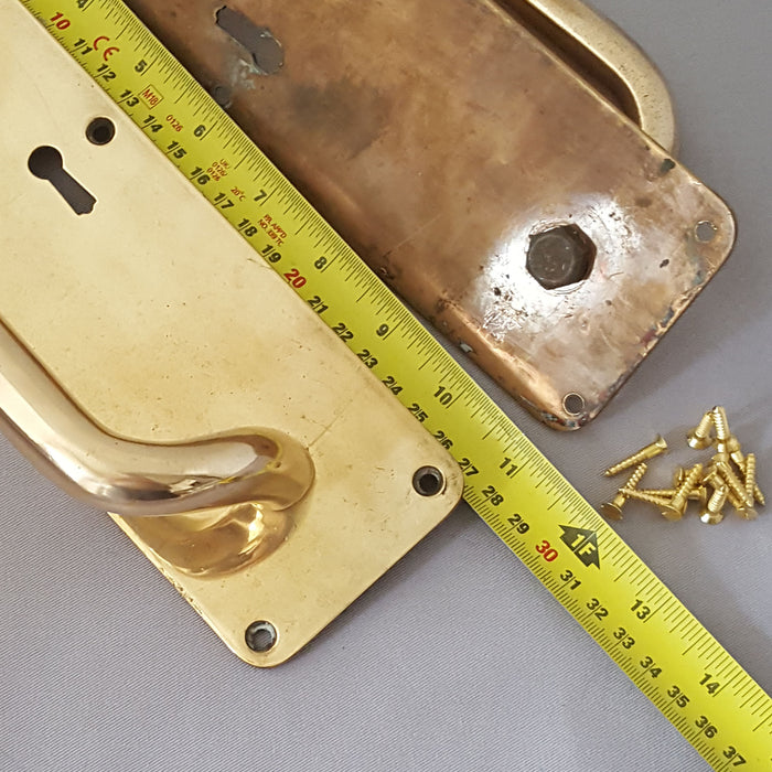 Pair Vintage Brass Pull Door Handles