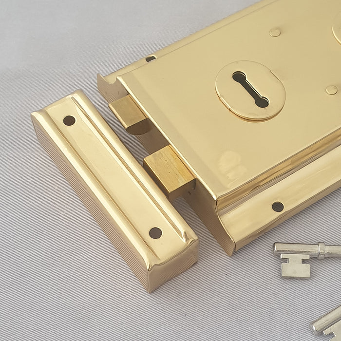 Edwardian Style Brass Dual Handed Rim Lock