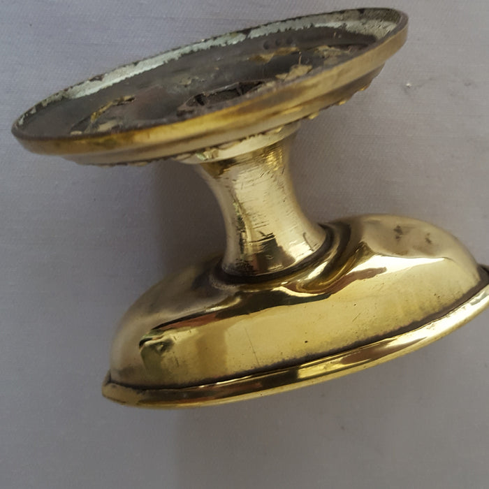 1900s Brass Dot n Dab Oval Antique Door Knobs