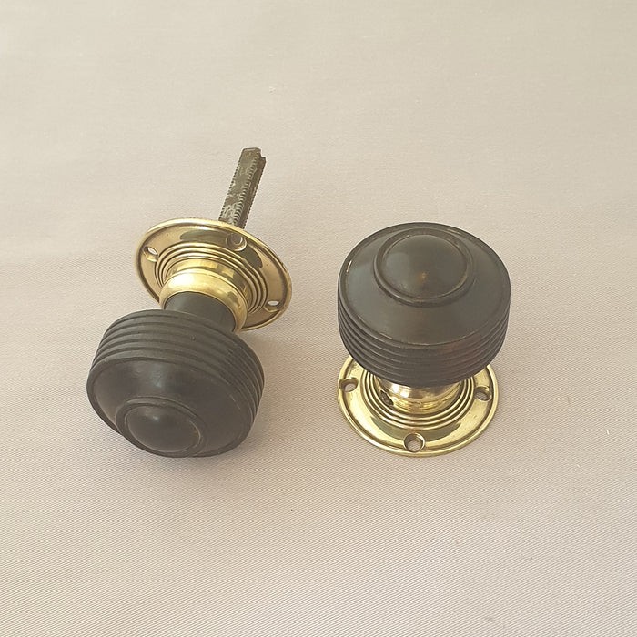 Edwardian Ebony Antique Beehive Door Knobs