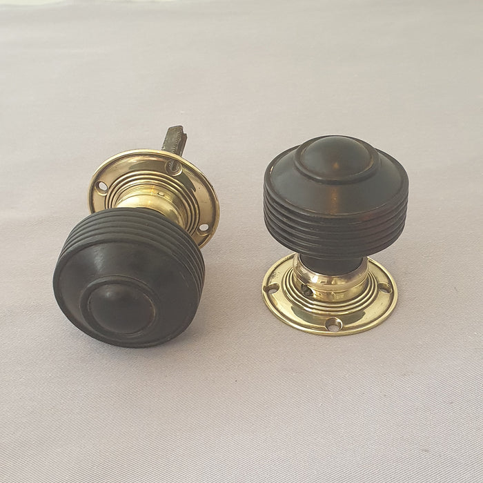 Edwardian Ebony Beehive Antique Door Knobs