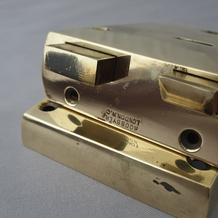 6'' LH Antique Edwardian Brass Rim Lock