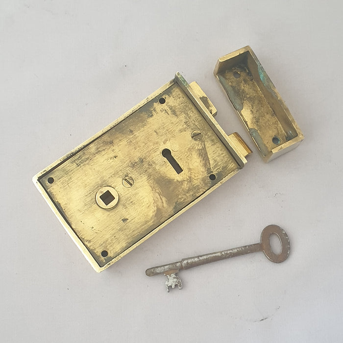 Brass 5'' LH Edwardian Antique Rim Lock