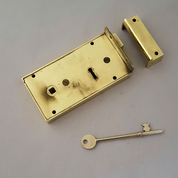 LH Edwardian Gibbons Antique Brass Rim Lock