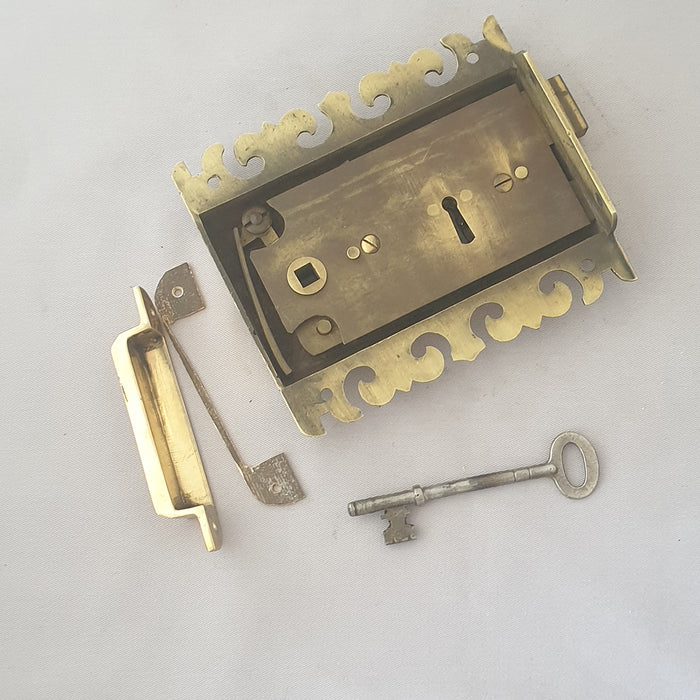 LH Edwardian Antique Gothic Rim Lock