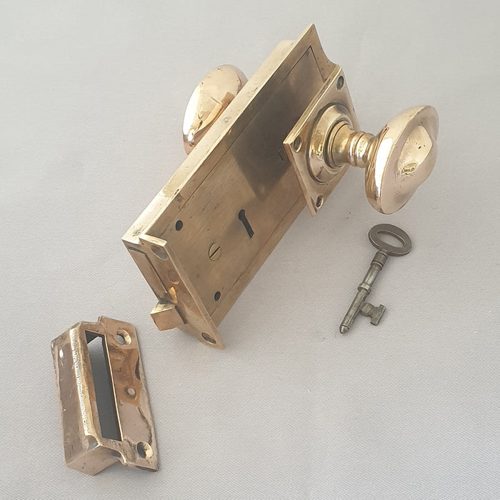 RH Hobbs & Co Antique Rim Lock & Knobs