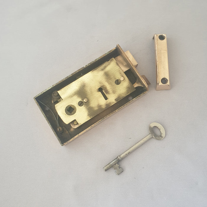 LH Edwardian Rose Brass Antique Rim Lock