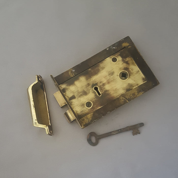 Large Victorian Brass Antique Rim Lock