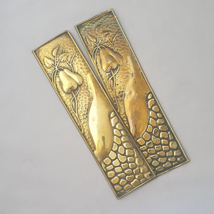 Pair Arts & Crafts Brass Finger Plates