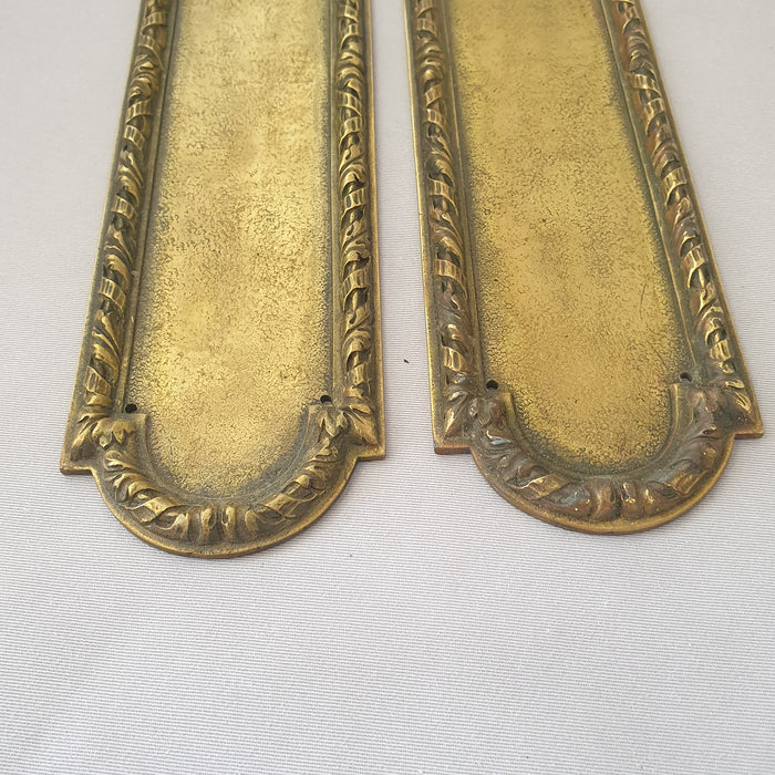 Antique Pair Early 1900s Cast Brass Finger Plates