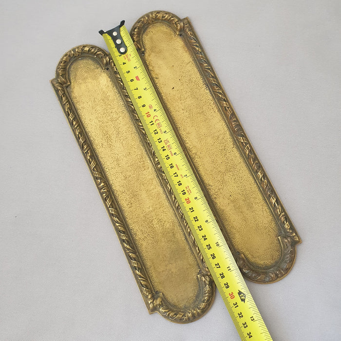 Pair Early 1900s Cast Brass Antique Finger Plates