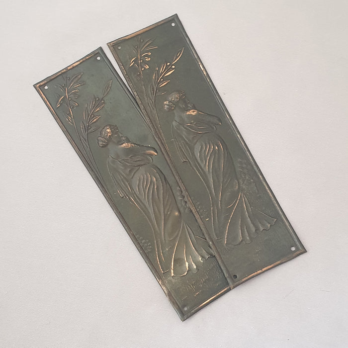 Pair Steel Art Nouveau Finger Plates
