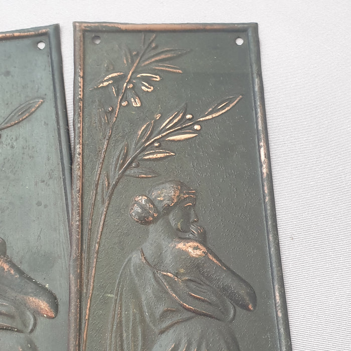 Pair Lady Art Nouveau Finger Plates