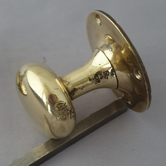 Solid Brass Antique Early 1900s Oval Door Knobs