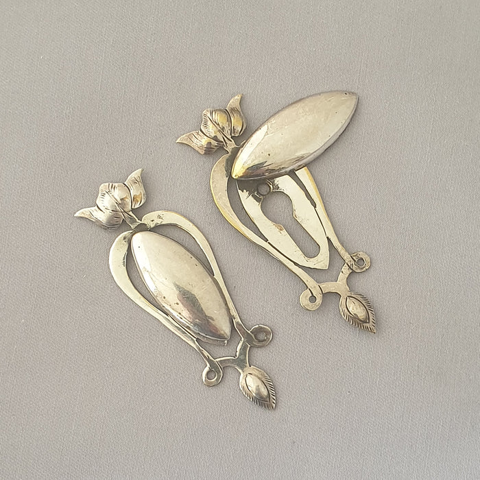 Pair Silver Art Nouveau Escutcheons
