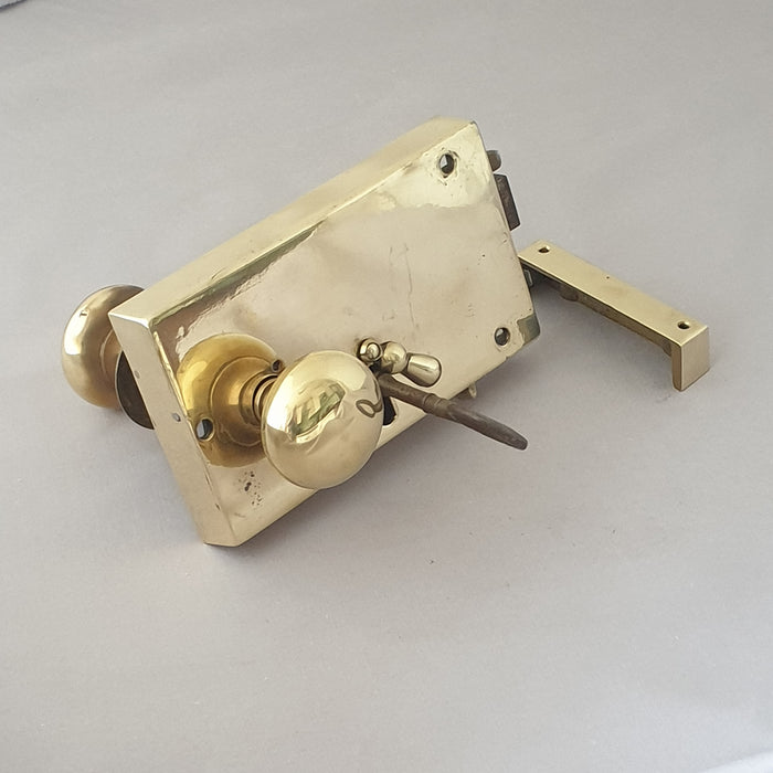 Antique RH Brass Georgian rim lock & Knobs