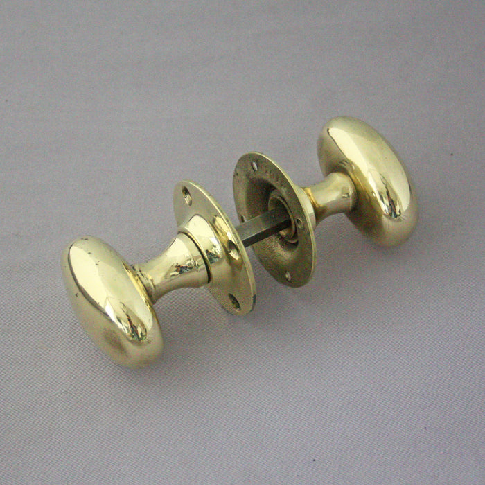 1930s Oval Brass Antique Door Knobs