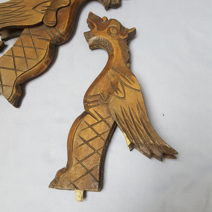 4 Original Double Sided Hand Carved Dragons
