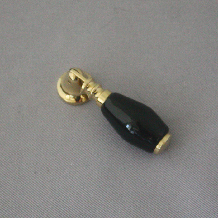 Black Ceramic & Brass Drop Handle