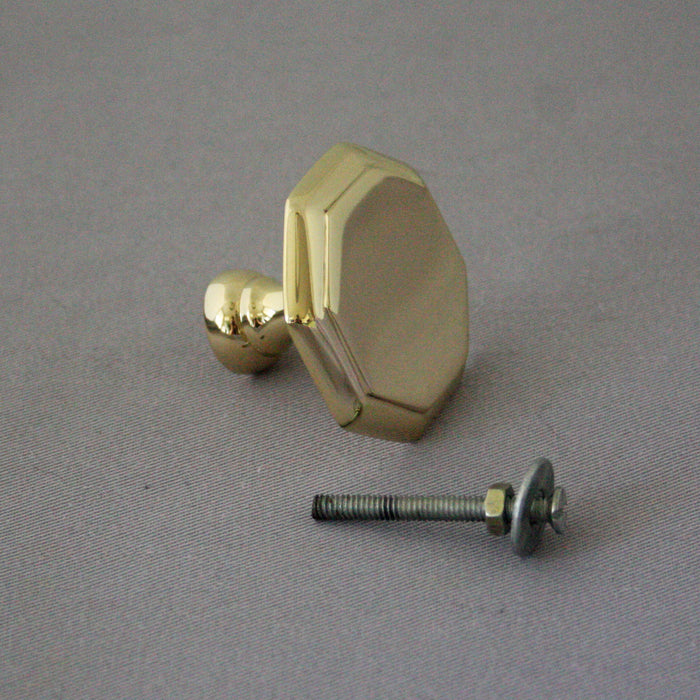 Large Period Brass Octagonal Cabinet Knob