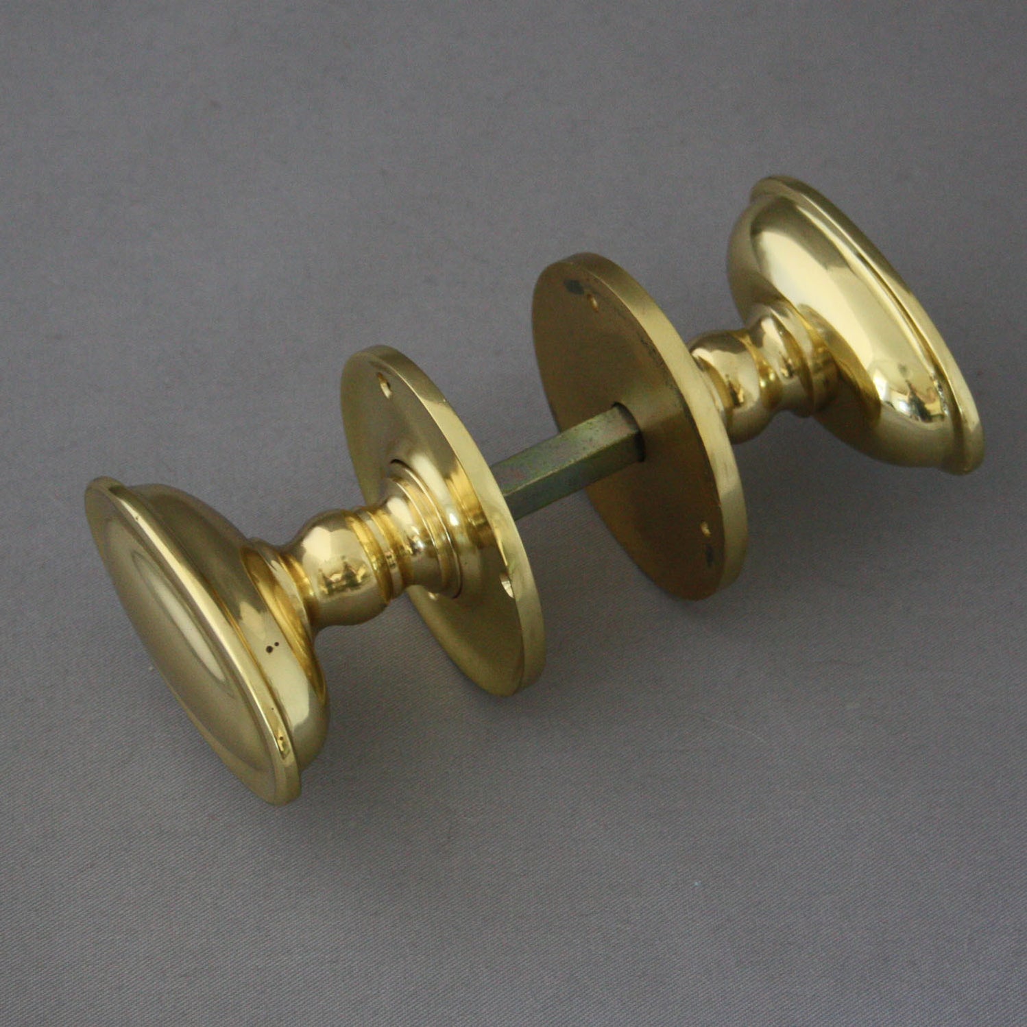 Edwardian Brass Oval Door Knobs Architectural Decor