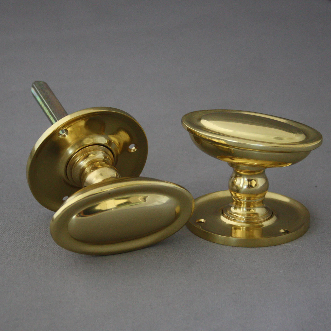 Edwardian Brass Oval Door Knobs Architectural Decor