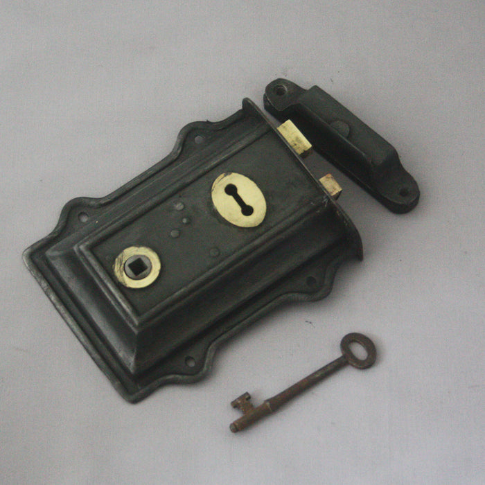 Antique Large Dual Handed Steel Rim Lock