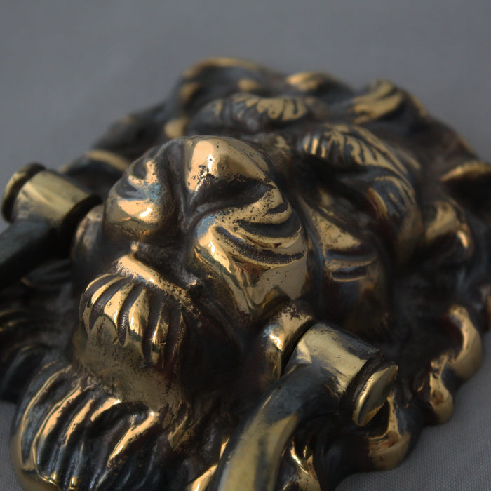 Brass Victorian Lions Head Set