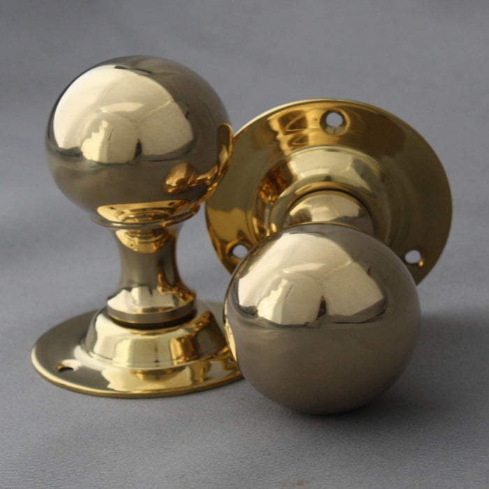 Edwardian Brass Ball Door Knobs