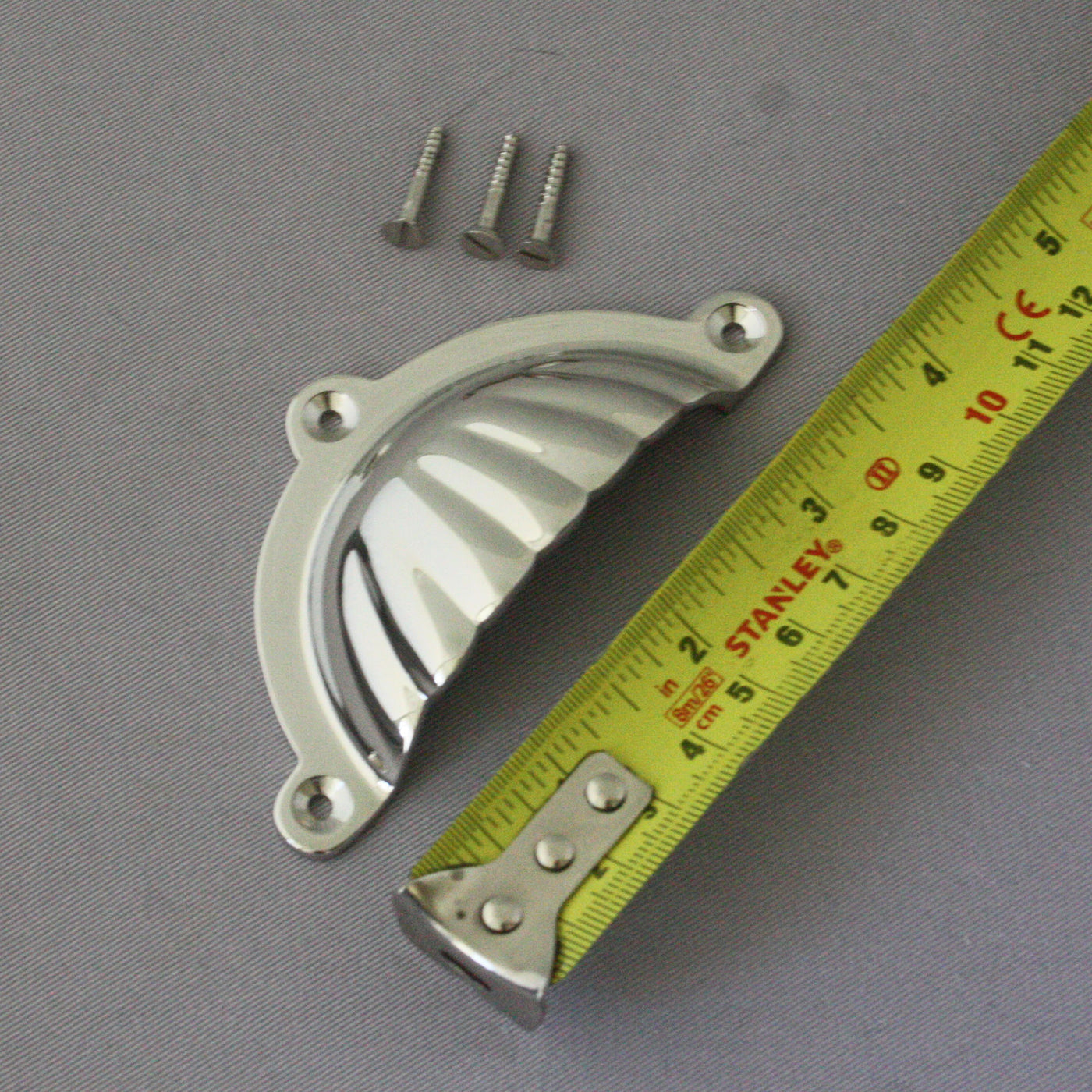 Nickel Period Shell Cup Pull Handle Architectural Decor