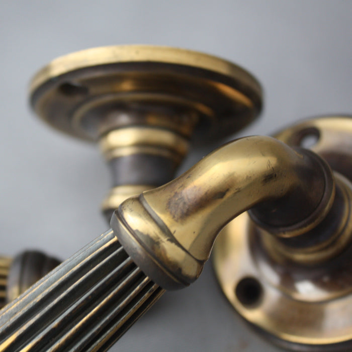 Brass regency antiqued lever handles