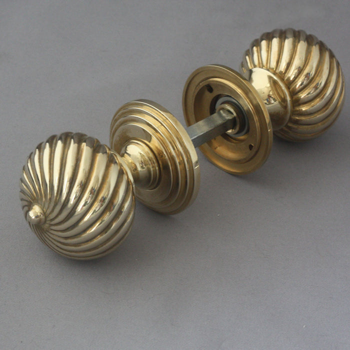 Edwardian Brass Segmented Door Handles