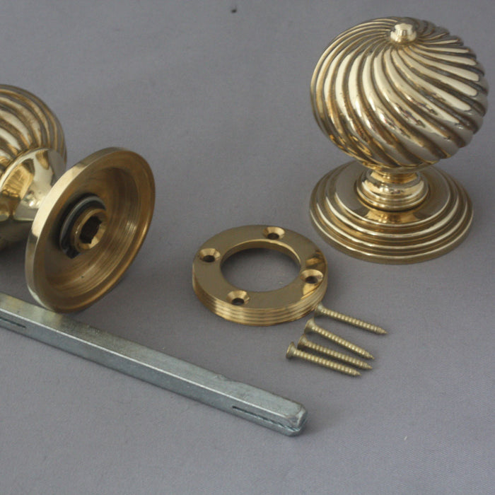 Edwardian Segmented Brass Door Knobs