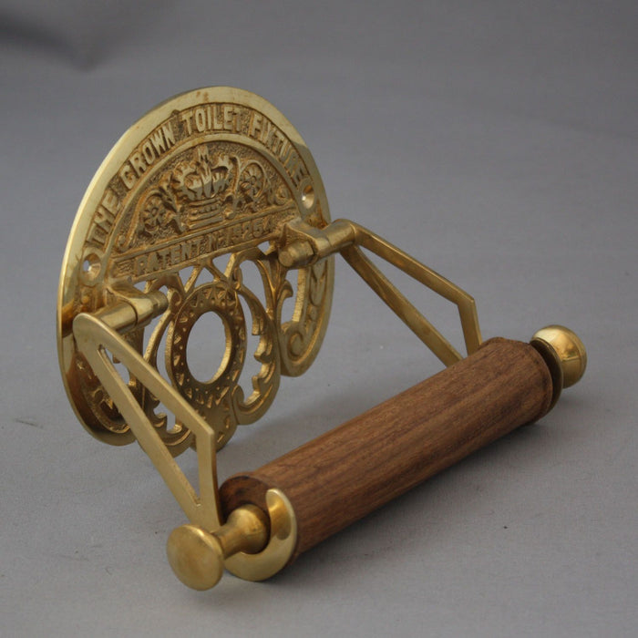 Antique Inspired Crown Brass Toilet Roll Holder